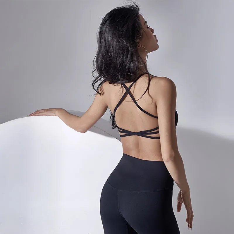 Backless Cross Back Sports Bra | Fitness Wear
