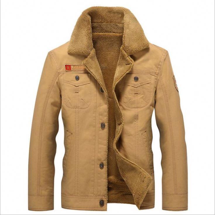 2020 OEM Wholesale Cotton Jacket Winter Men Lapel Plush Thicken Plus Size Jackets Business Gentleman Jeans Jackets Men