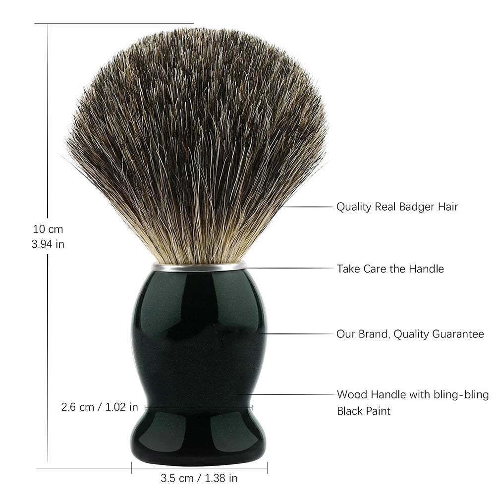 20mm Badger Bristles Hair Wood Handle Shaving Brush Gift Silver Collar Brush Beard Brush for Traditional Wet Shave