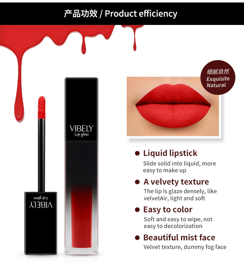 30Color Matte Lip gloss Long Lasting Waterproof Moisture Sexy Liquid Lipstick Lip Cream Tint Makeup ladies Lipgloss High Pigment