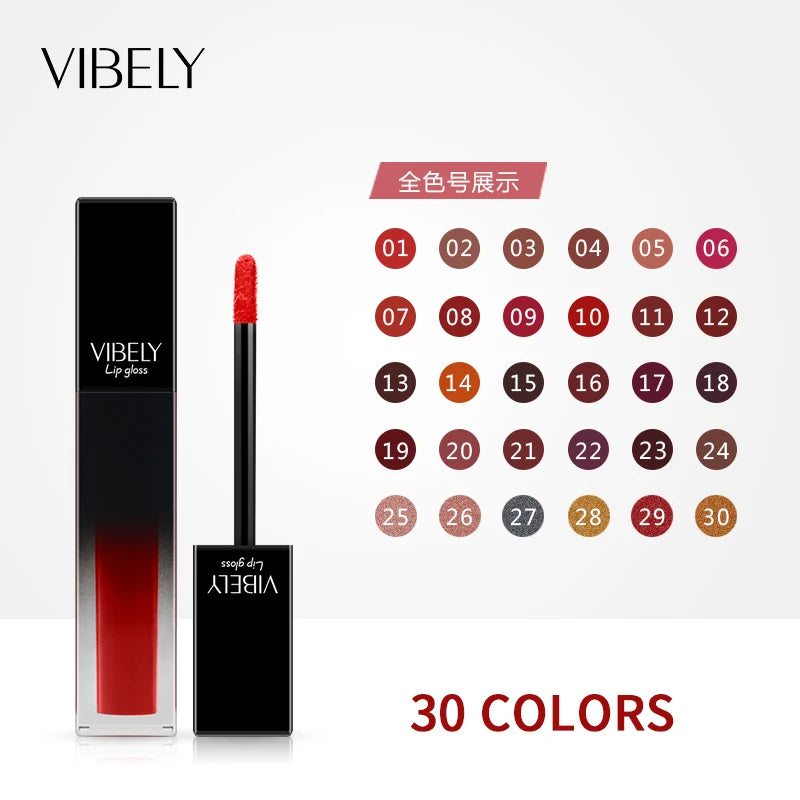 30Color Matte Lip gloss Long Lasting Waterproof Moisture Sexy Liquid Lipstick Lip Cream Tint Makeup ladies Lipgloss High Pigment