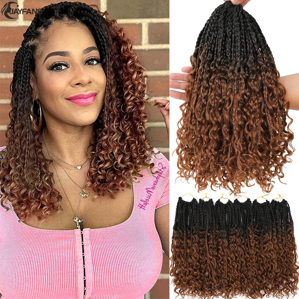 14 Inch Bob Box Braids Crochet Hair Pre Looped for Kids Bohemian Crochet Boho Box Braids Goddess Micro Box Braids Crochet Hair