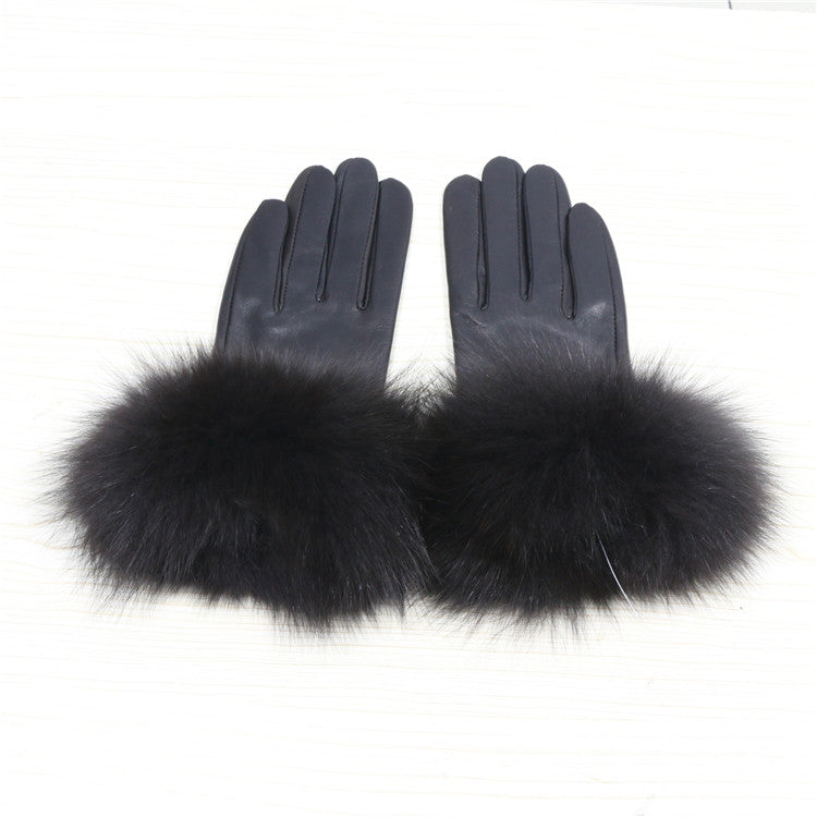 GENUINE LEATHER GLOVES - GRAY