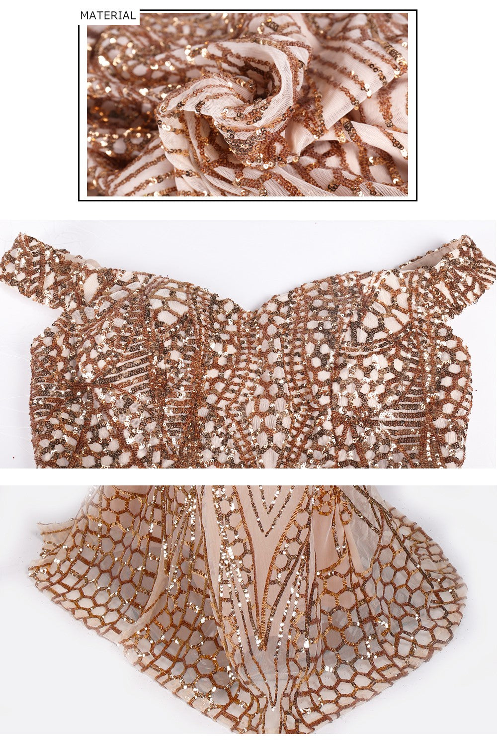 Gold Off Shoulder Evening Gown