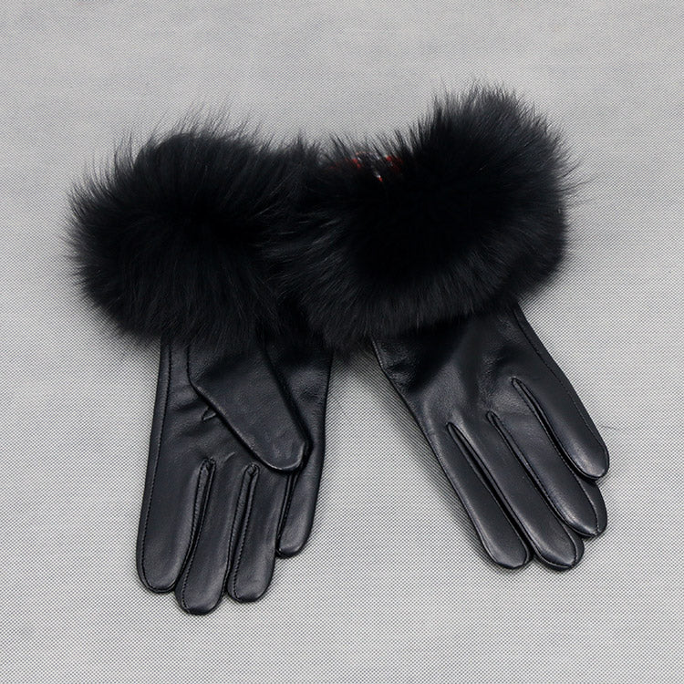 GENUINE LEATHER GLOVES - GRAY