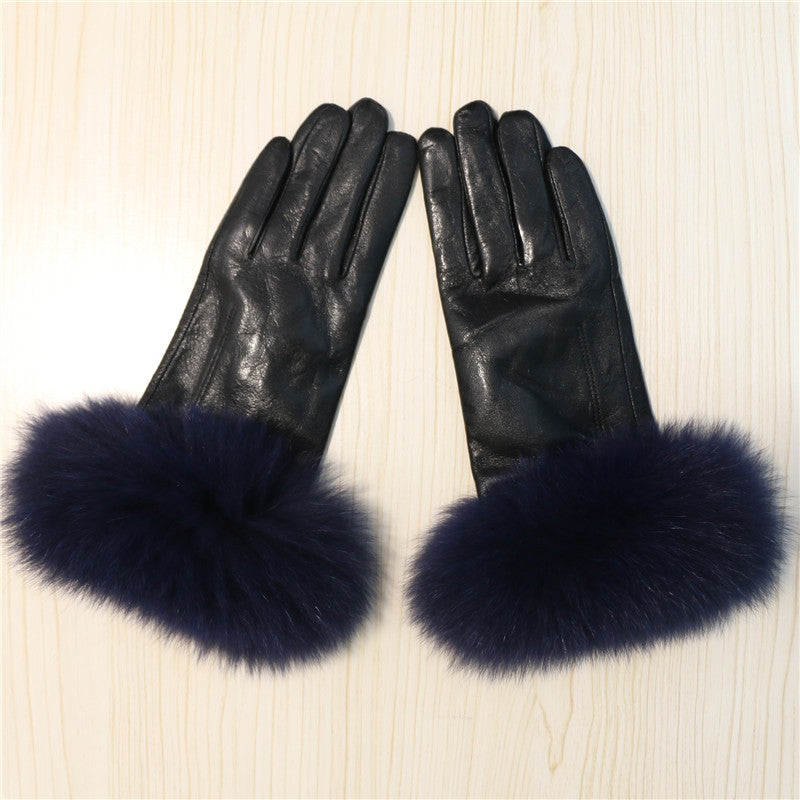 GENUINE LEATHER GLOVES - GRAY