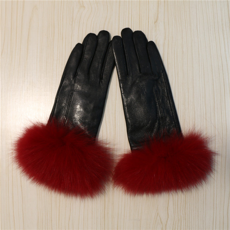 GENUINE LEATHER GLOVES - GRAY