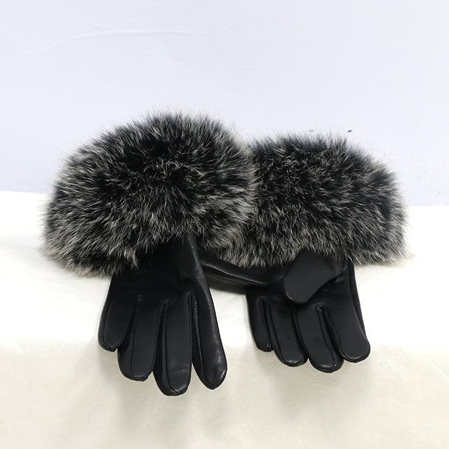 GENUINE LEATHER GLOVES - GRAY