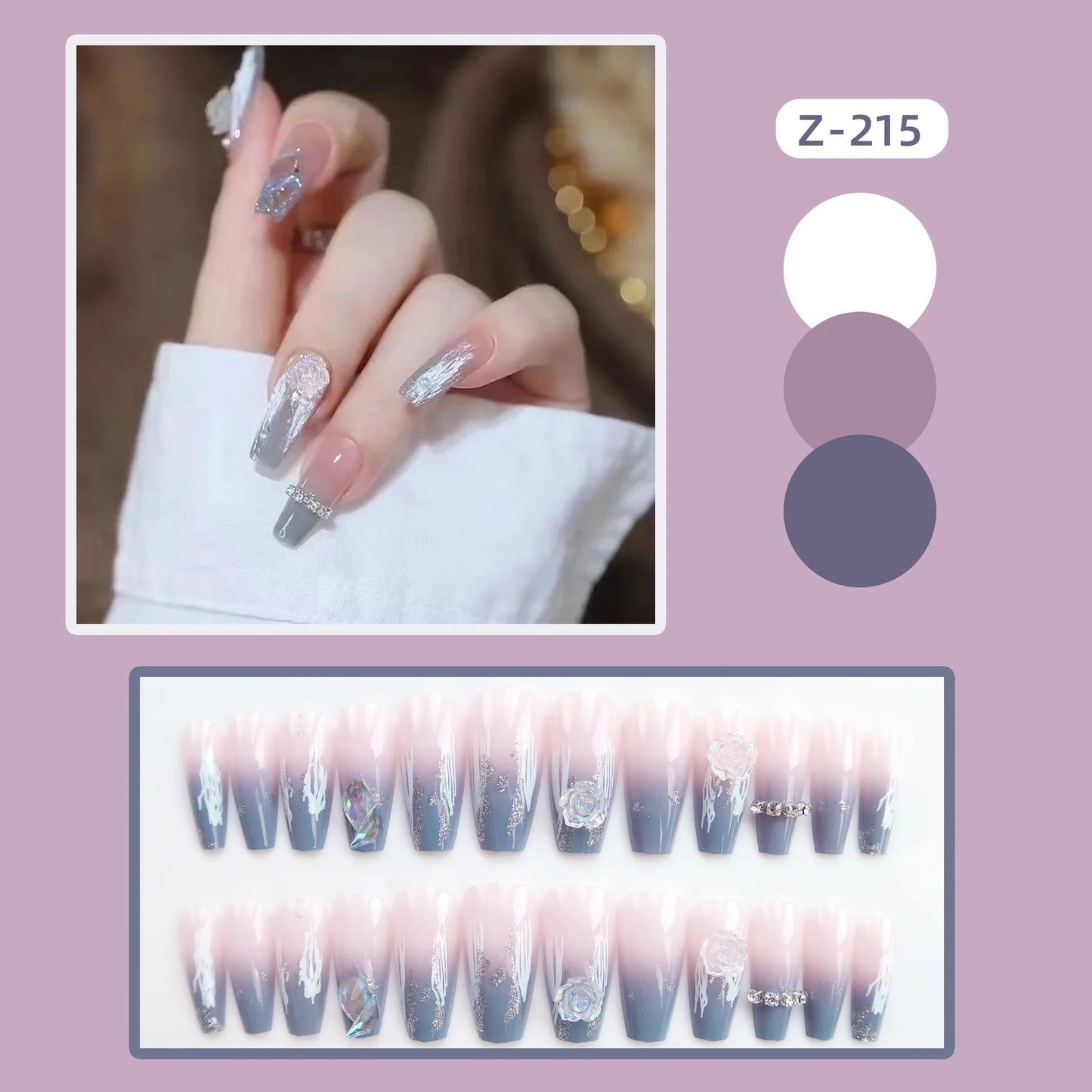 Droped Diamond - Artificial Nails