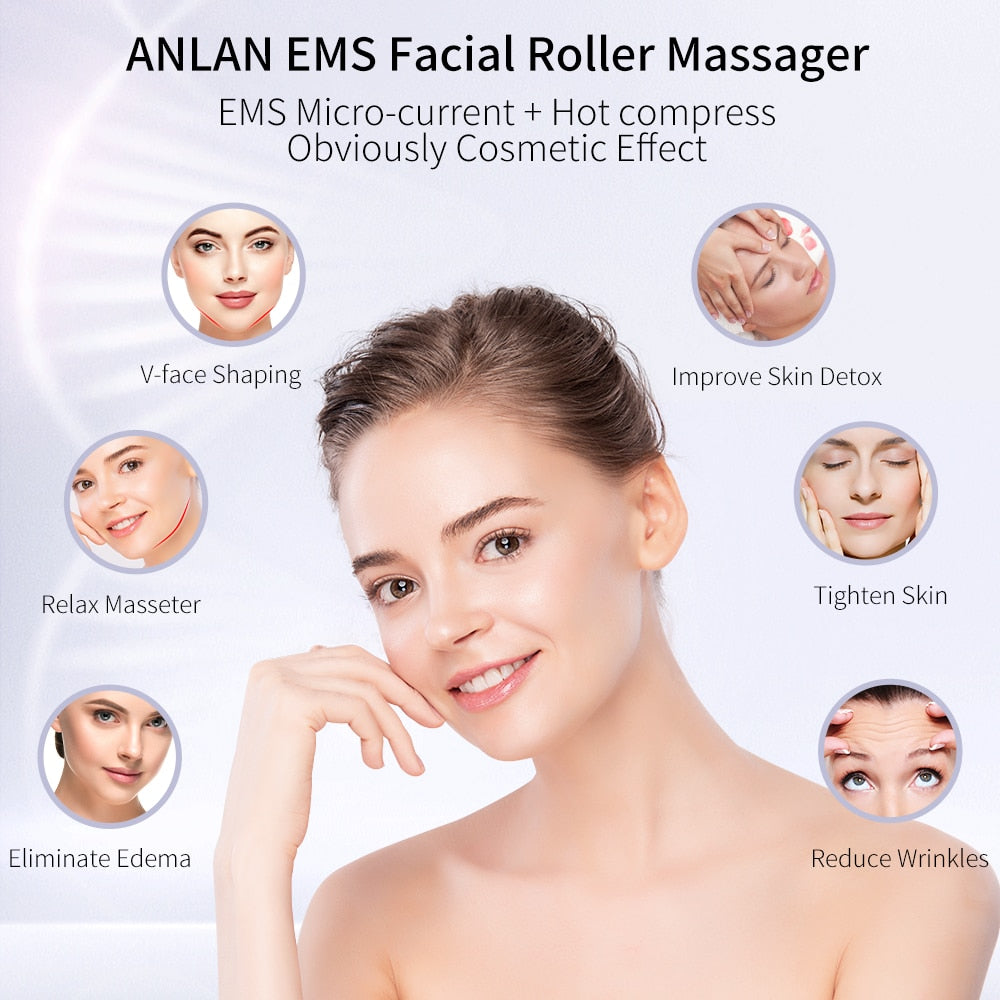 ANLAN EMS Face Roller Electric V Face Massagers Microcurrent Face Lift Beauty Machine Slimmer Double Chin Massage Skin Care Tool