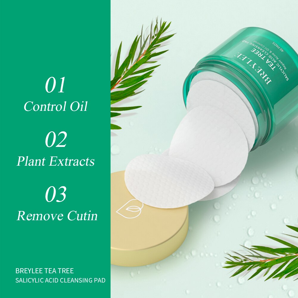 BREYLEE 2% Salicylic Acid Cotton Pads Cleaning Pores Treatment Blackhead Pimple Essence Oil Control Removal Health And Beauty