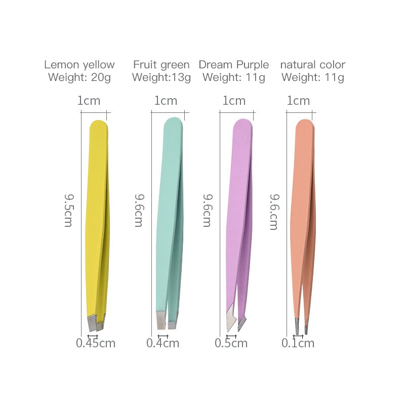 Stainless Steel Eyebrow Tweezer Colorful Hair Beauty Fine Hairs Puller Slanted Clips For Eyebrows Eyebrow Tongs Removal Tools