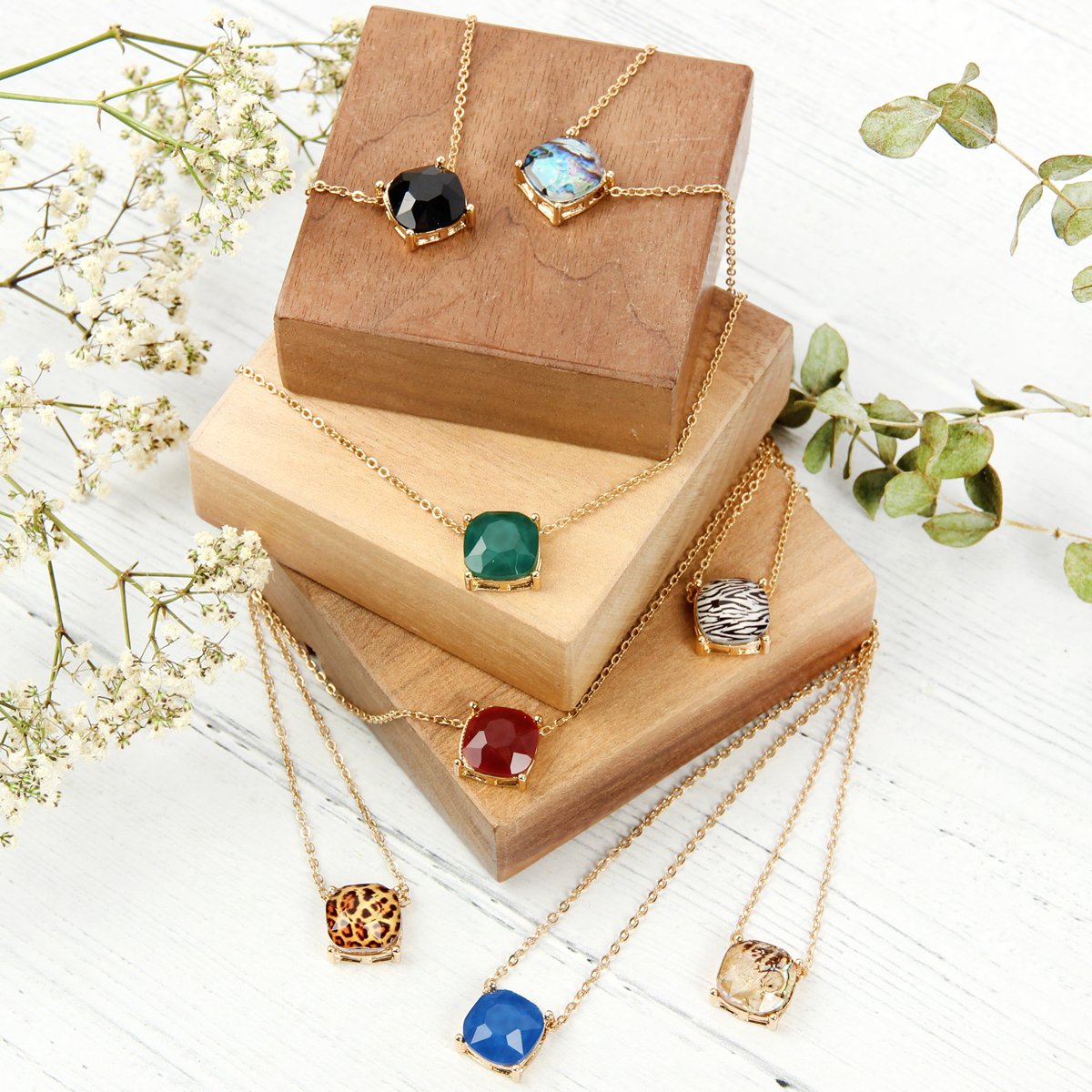 17155 - 12mm Cushion Cut Charm Necklace