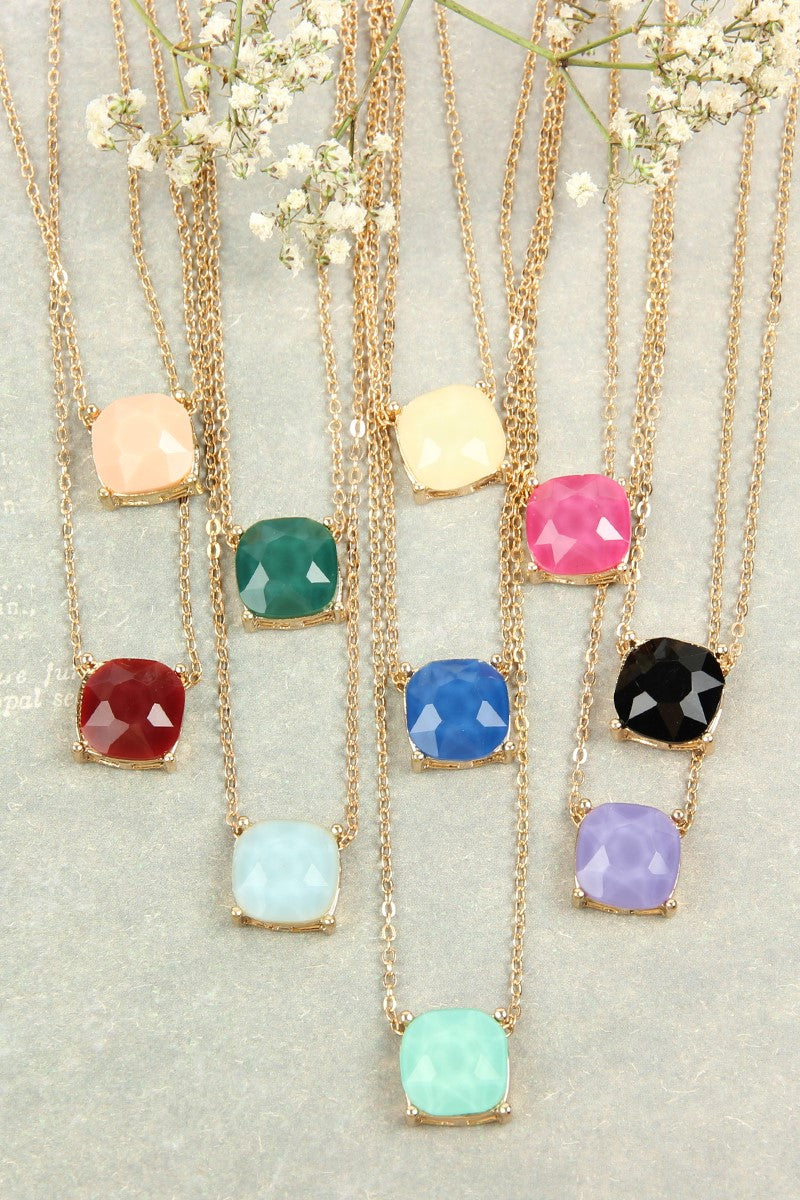 17155 - 12mm Cushion Cut Charm Necklace