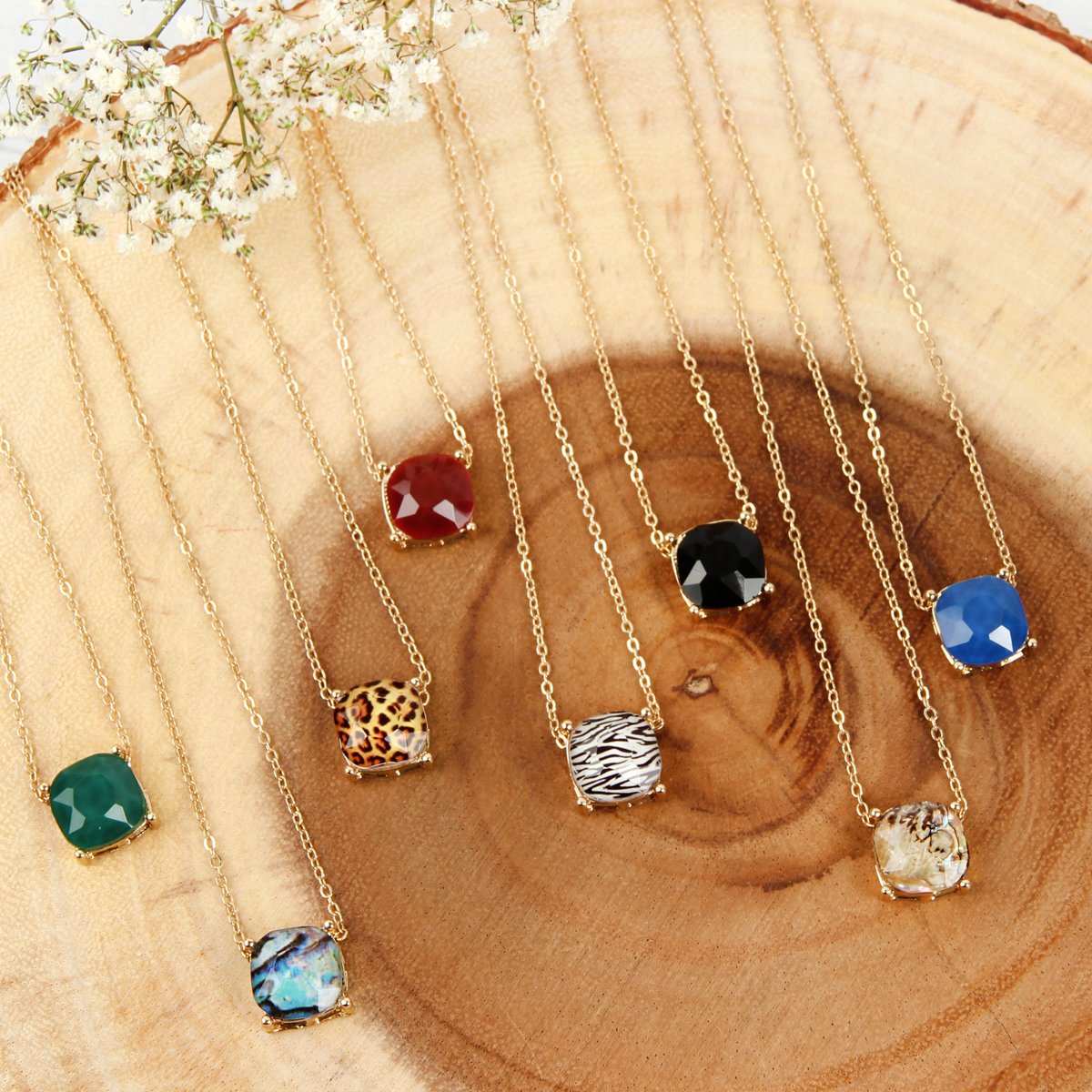 17155 - 12mm Cushion Cut Charm Necklace