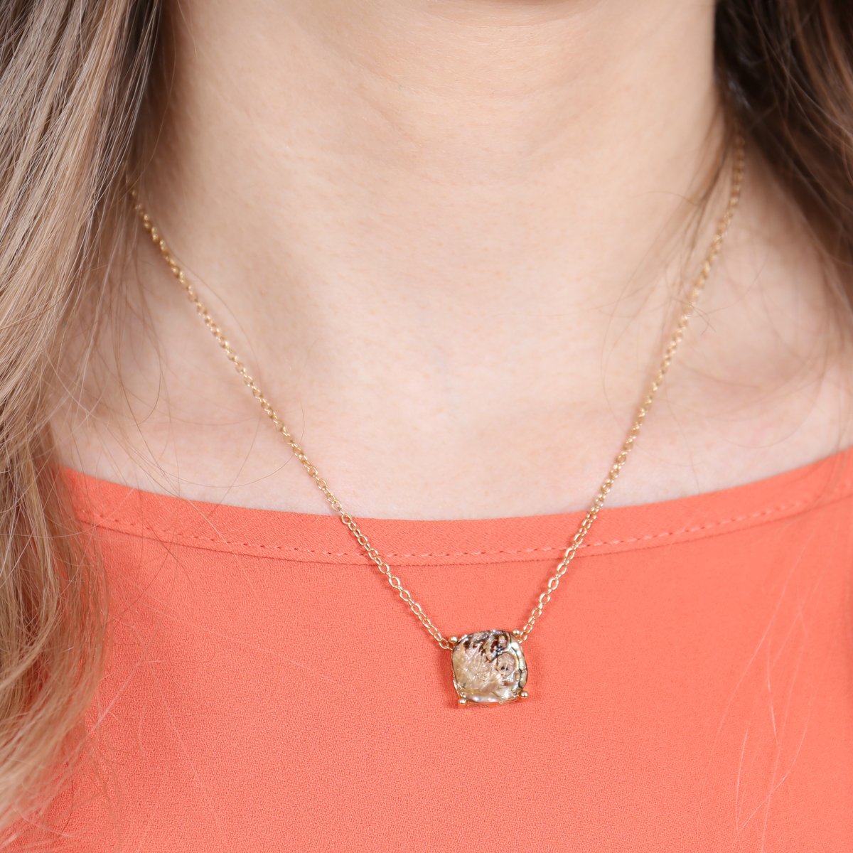 17155 - 12mm Cushion Cut Charm Necklace