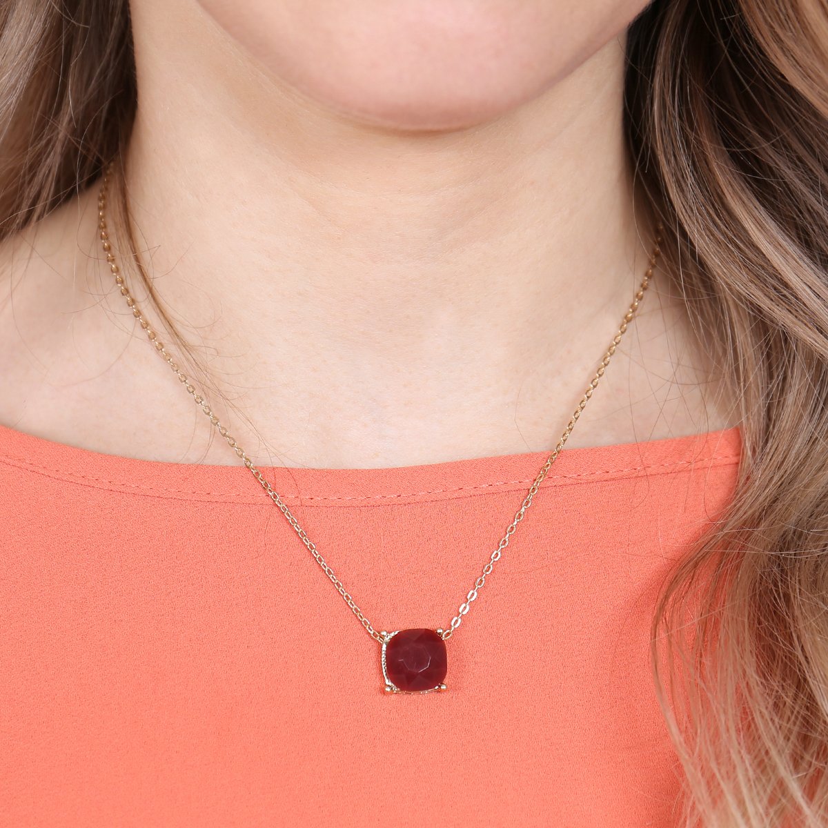 17155 - 12mm Cushion Cut Charm Necklace