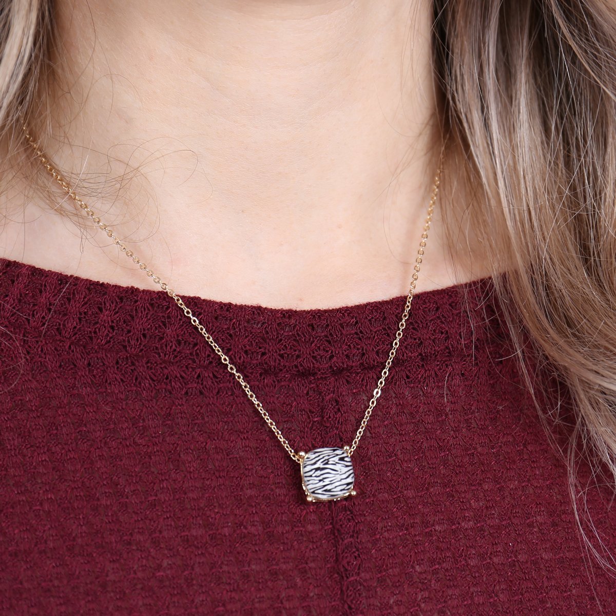 17155 - 12mm Cushion Cut Charm Necklace