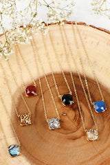 17155 - 12mm Cushion Cut Charm Necklace