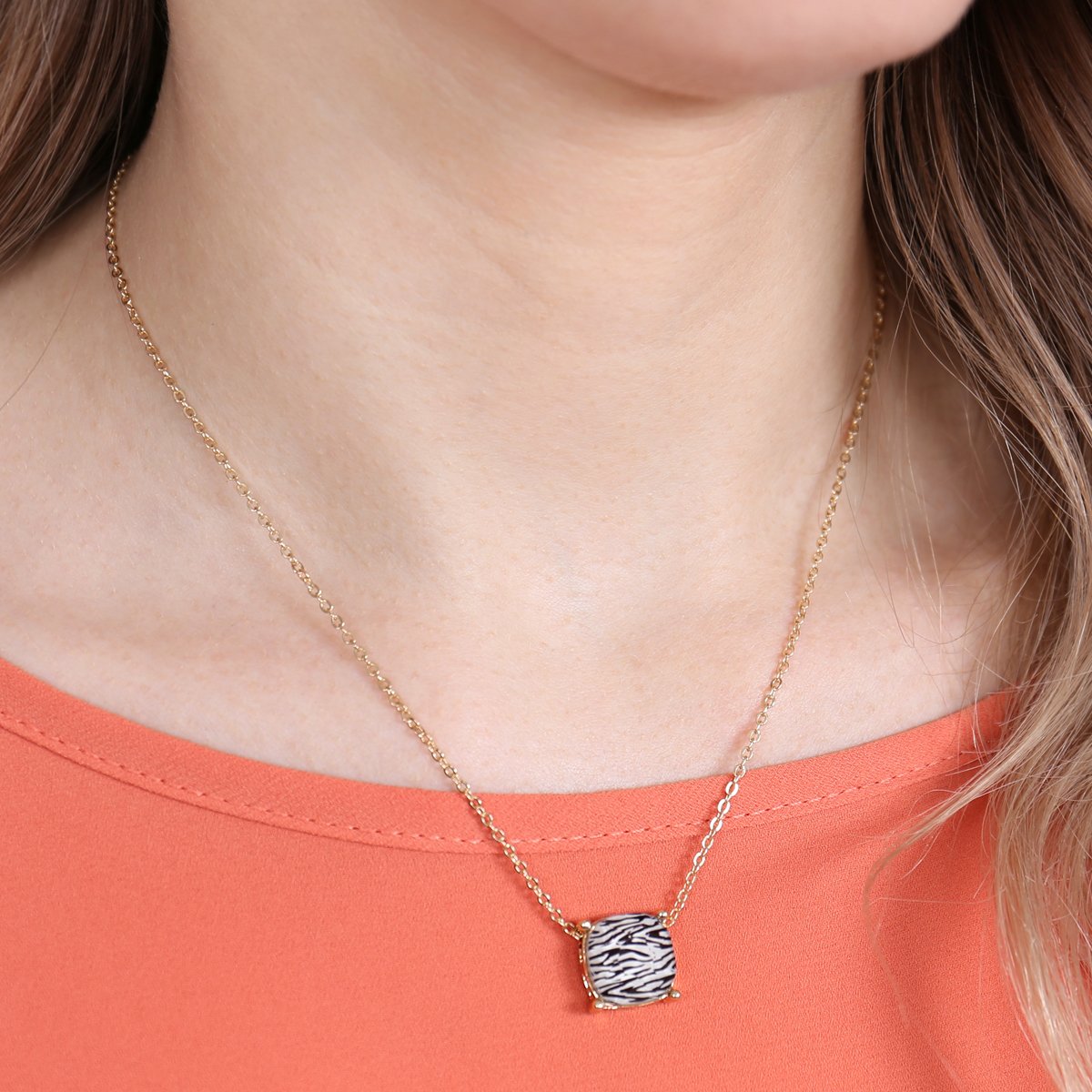 17155 - 12mm Cushion Cut Charm Necklace