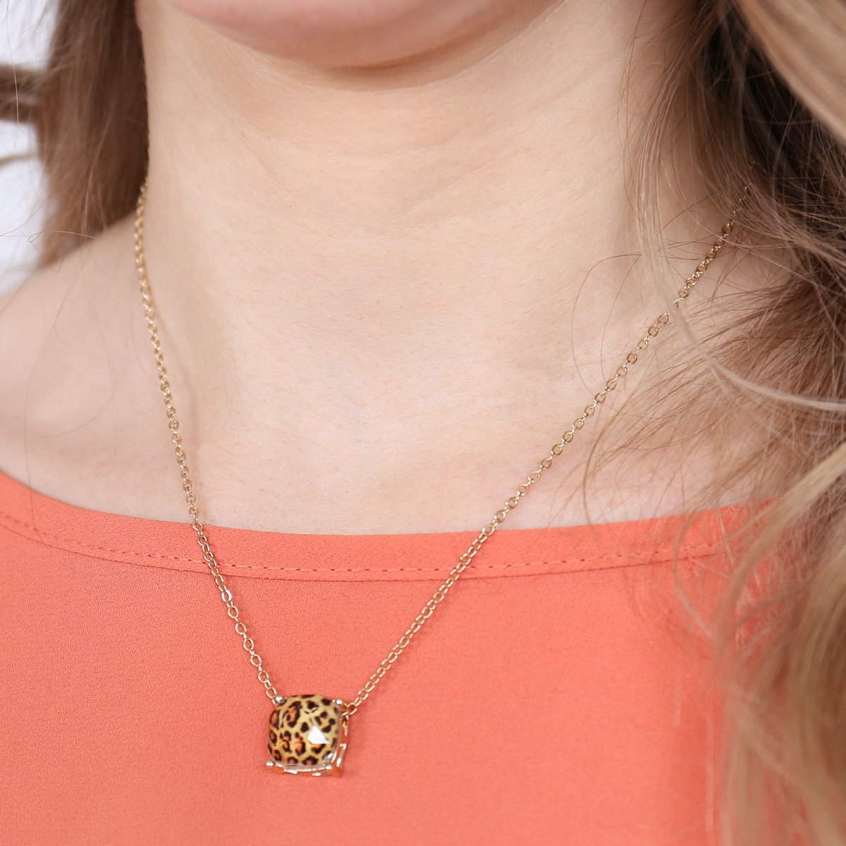 17155 - 12mm Cushion Cut Charm Necklace