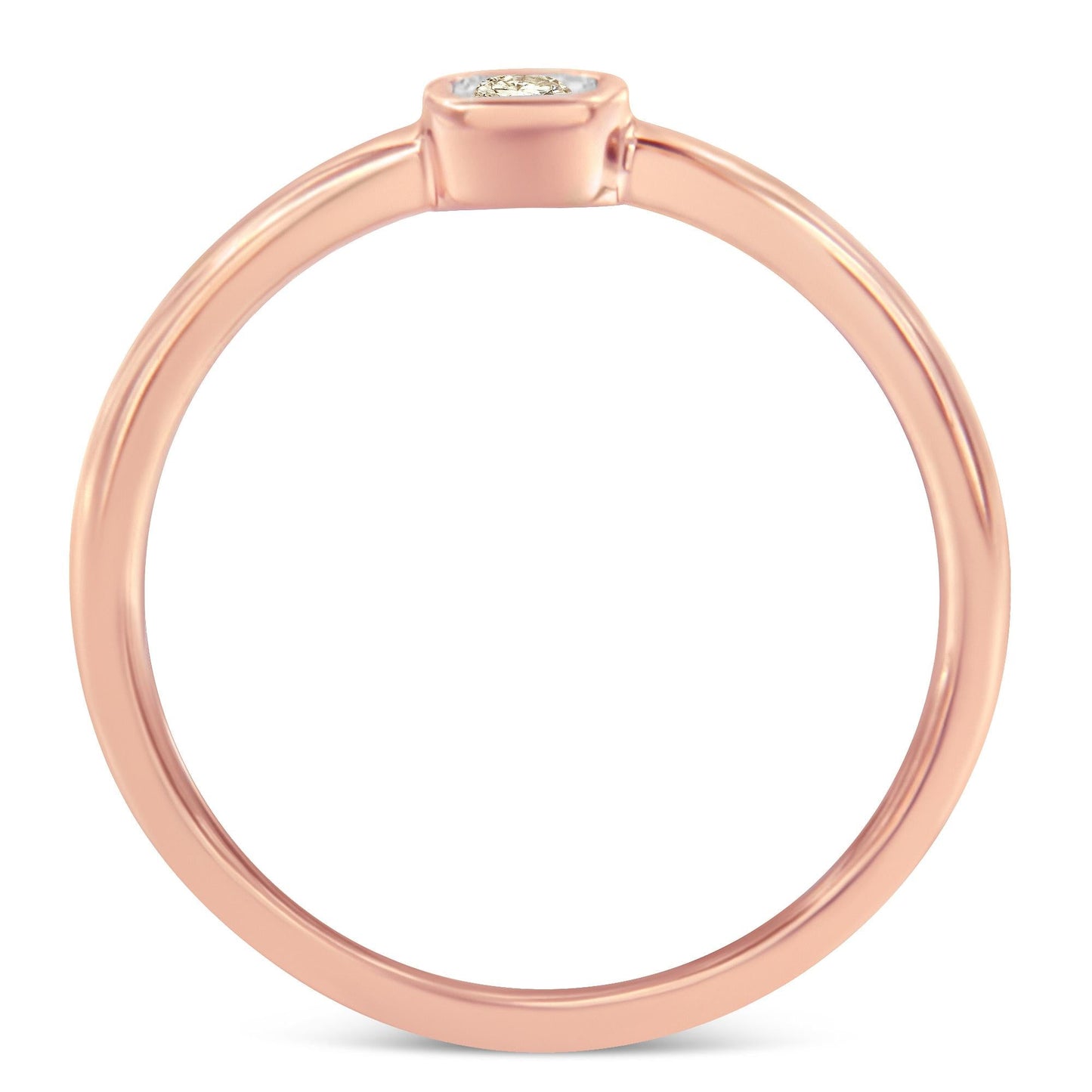 14K Rose Gold Plated .925 Sterling Silver 1/20 Carat Diamond Square Cushion-Shaped Miracle Set Petite Fashion Promise Ri