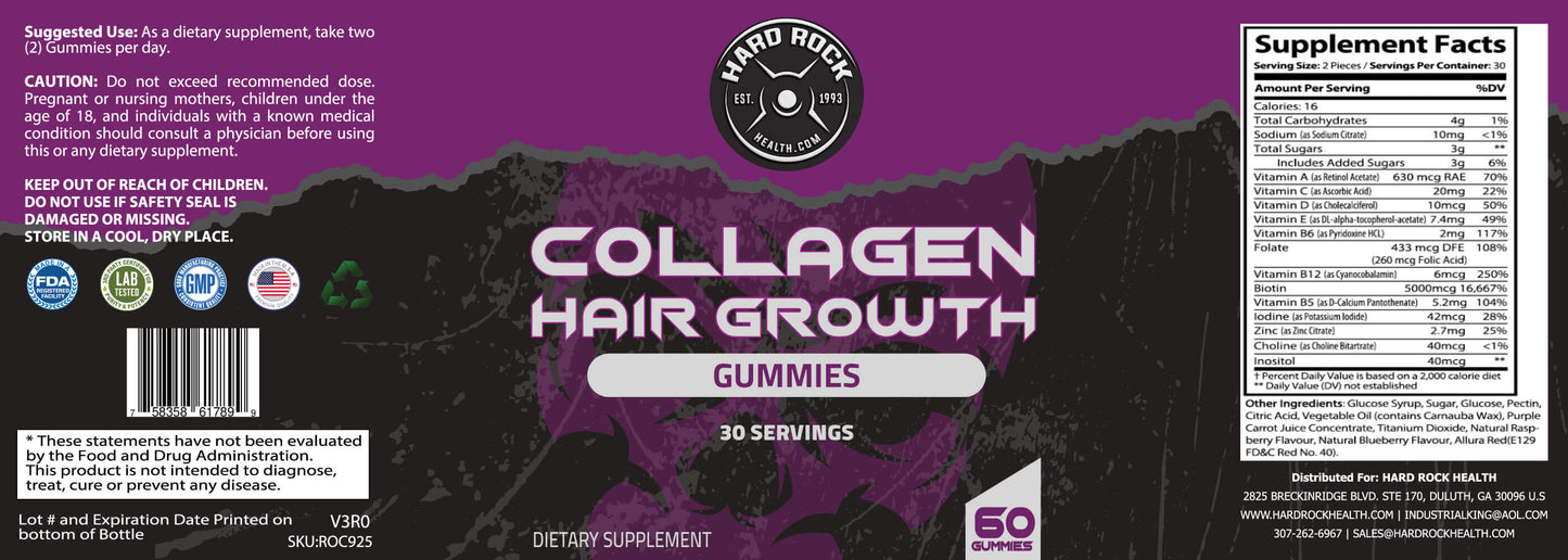 Hair Vitamin Collagen Gummies- 60 Gummies