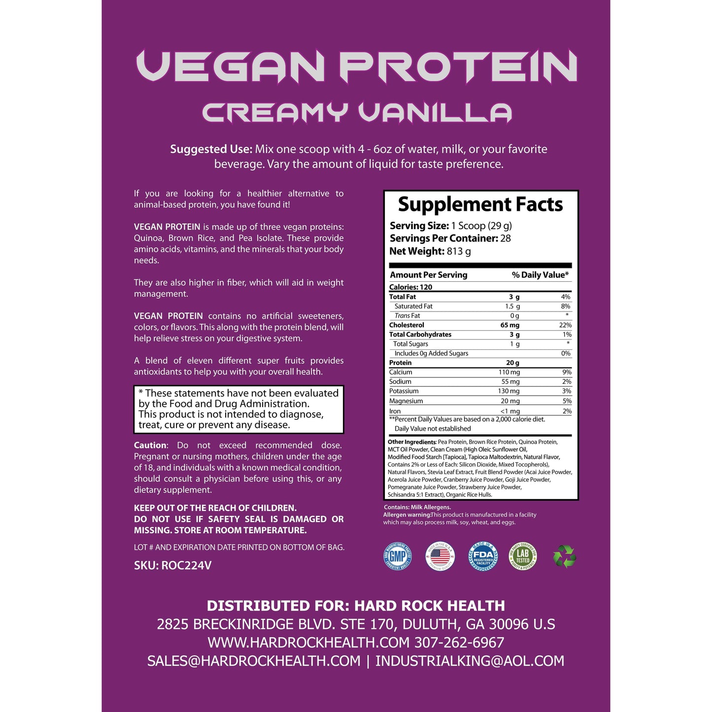 Organic Vegan Protein- Hard Rock Health®