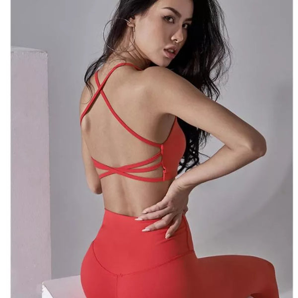 Backless Cross Back Sports Bra | Fitness Wear
