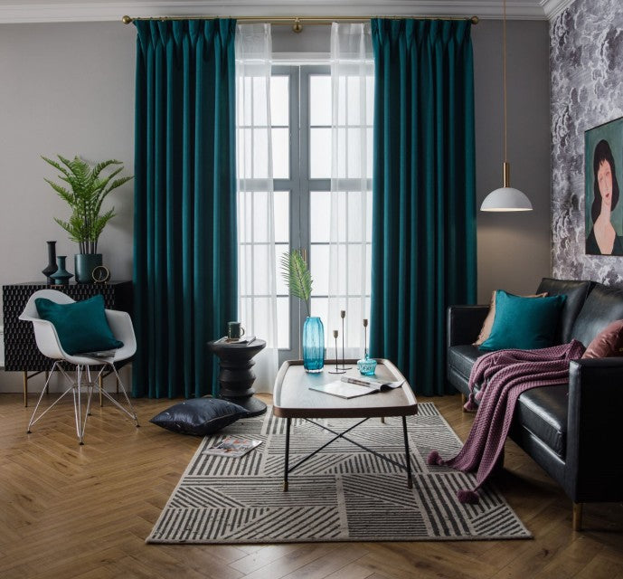 2021 Luxury Jacquard Curtain Panel With Attached Waterfall Valance