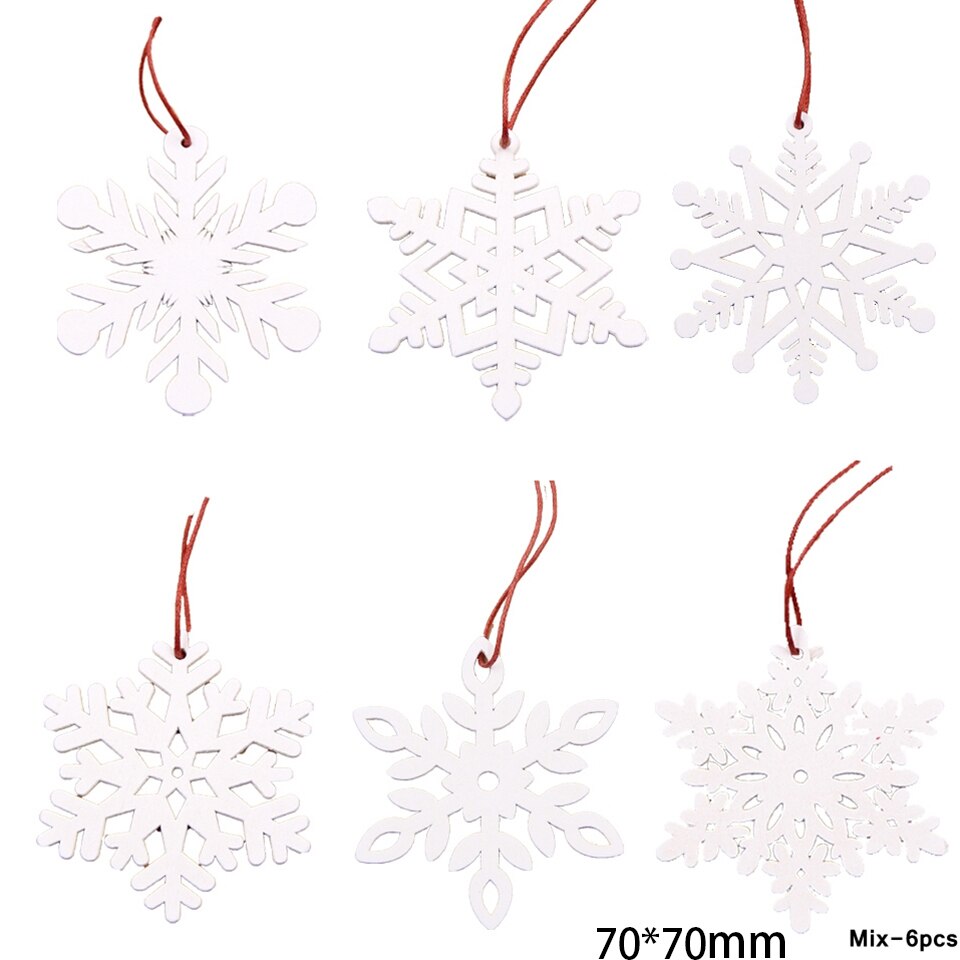 1SET Star Printed Wooden Pendant Ornaments Xmas Tree Ornament DIY Wood Crafts Kids Gift for Home Christmas Party Decoration