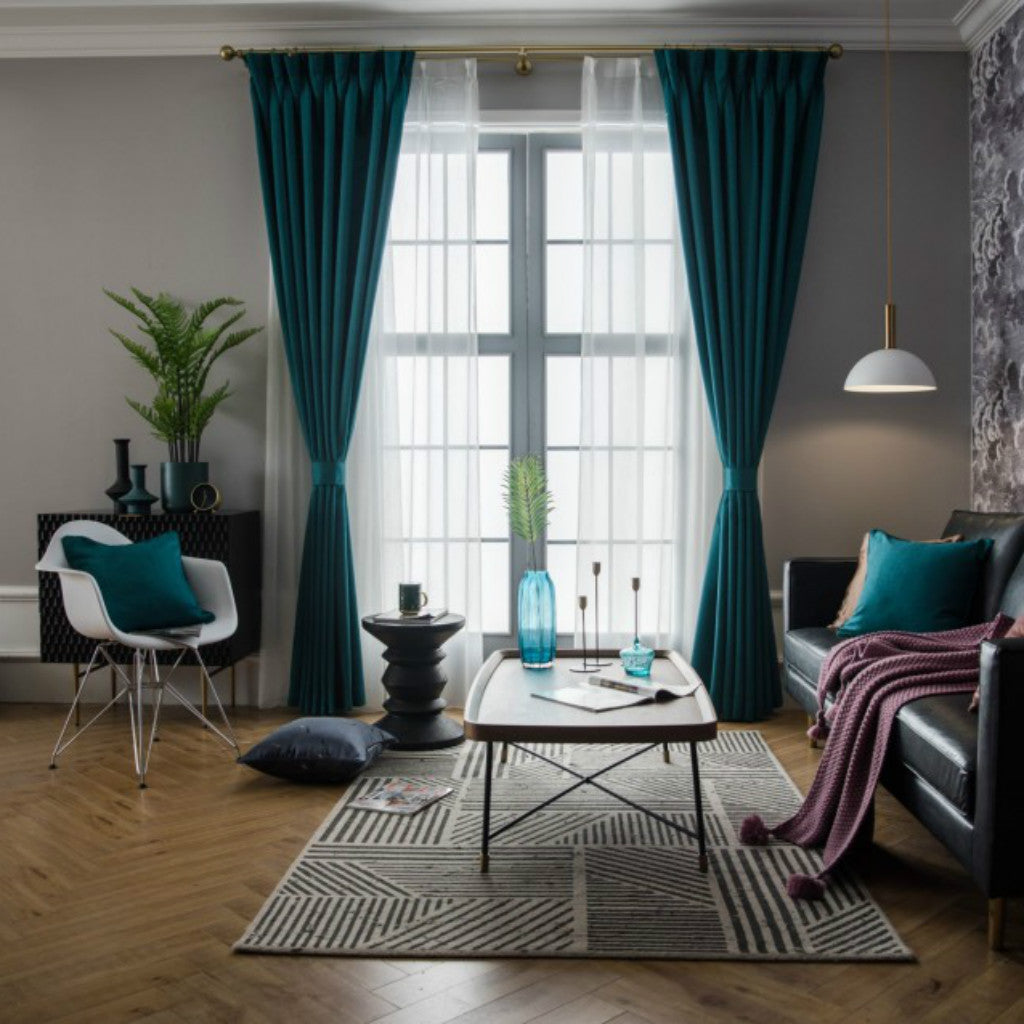 2021 Luxury Jacquard Curtain Panel With Attached Waterfall Valance