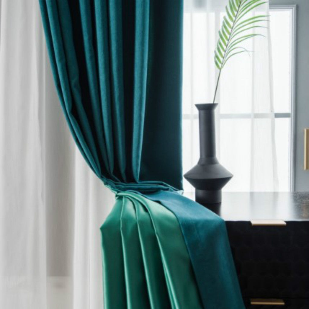 2021 Luxury Jacquard Curtain Panel With Attached Waterfall Valance