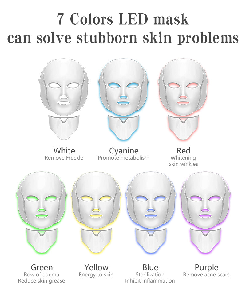 2021 Hot Sale PDT Colorful Skin 7 Colors Face Mask Beauty Custom Facial Beauty Led Mask