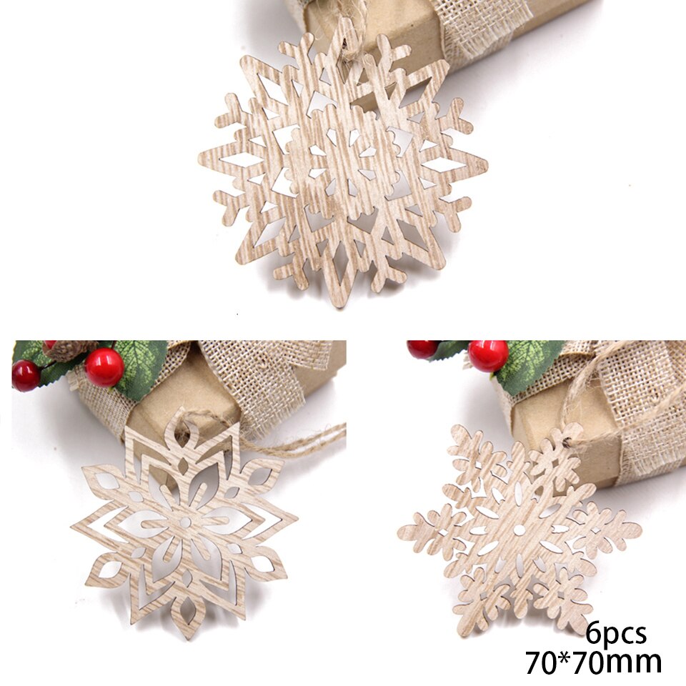 1SET Star Printed Wooden Pendant Ornaments Xmas Tree Ornament DIY Wood Crafts Kids Gift for Home Christmas Party Decoration