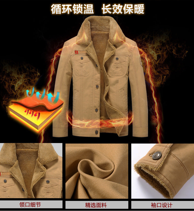 2020 OEM Wholesale Cotton Jacket Winter Men Lapel Plush Thicken Plus Size Jackets Business Gentleman Jeans Jackets Men