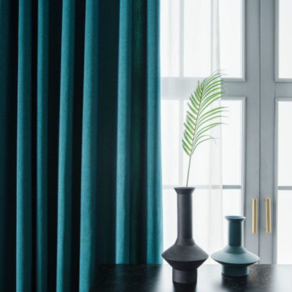 2021 Luxury Jacquard Curtain Panel With Attached Waterfall Valance