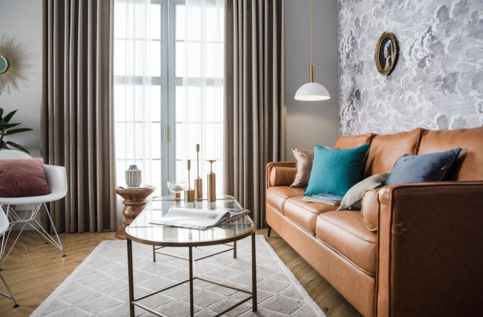 2021 Luxury Jacquard Curtain Panel With Attached Waterfall Valance