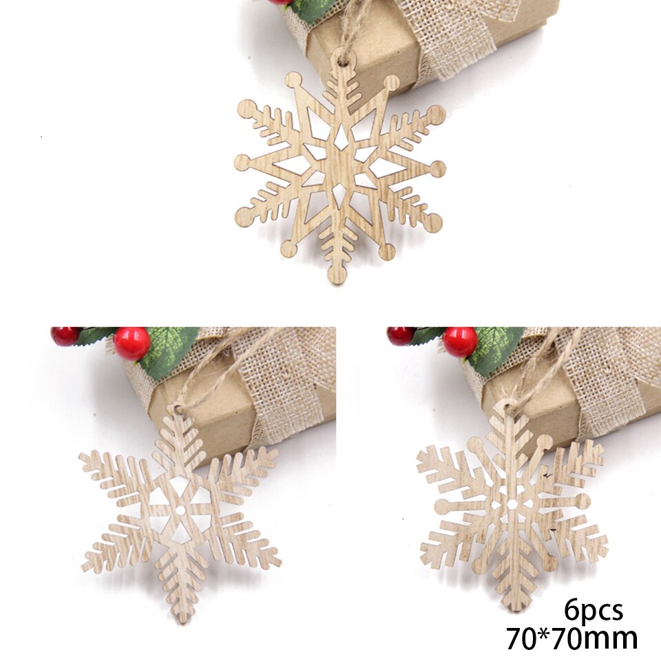 1SET Star Printed Wooden Pendant Ornaments Xmas Tree Ornament DIY Wood Crafts Kids Gift for Home Christmas Party Decoration