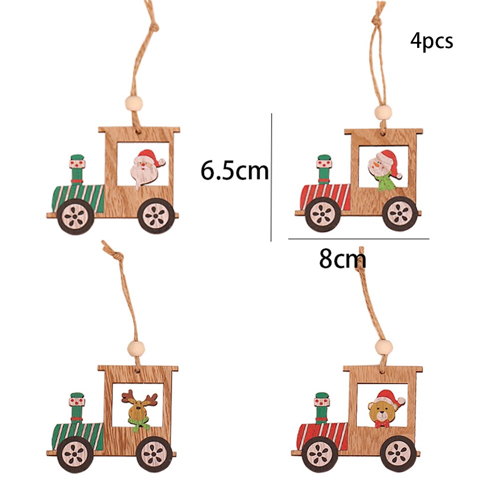 1SET Star Printed Wooden Pendant Ornaments Xmas Tree Ornament DIY Wood Crafts Kids Gift for Home Christmas Party Decoration