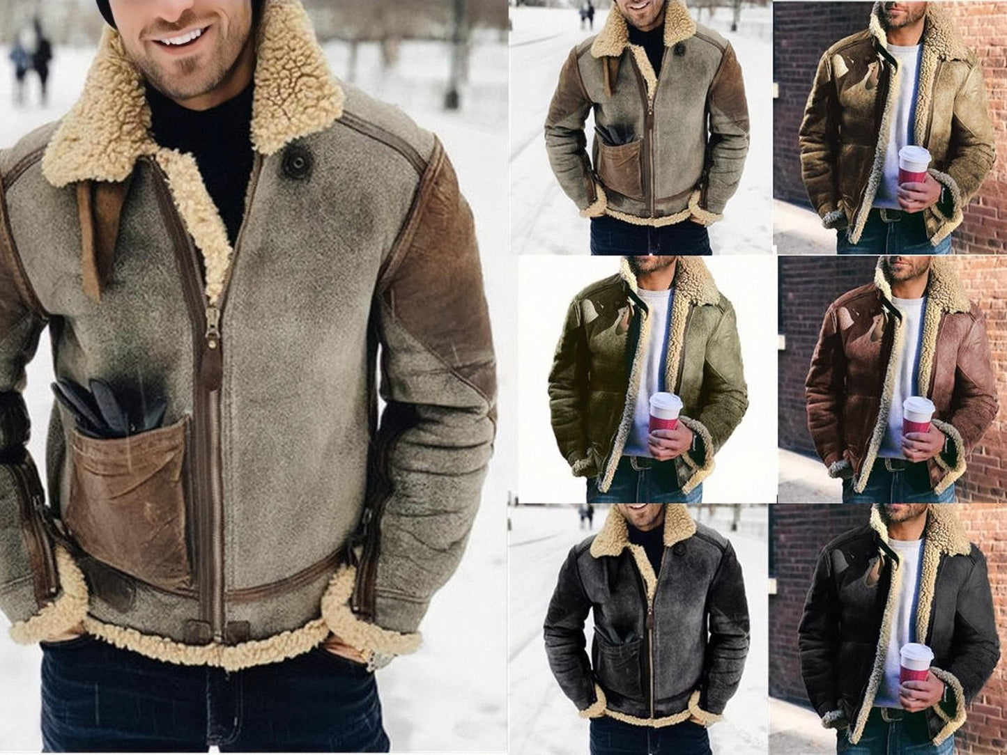 2021 High Quality Suede Faux Duffle Fur Aviator Jacket for Men Jackets Men's Korean Winter Fleece Jackets Men's