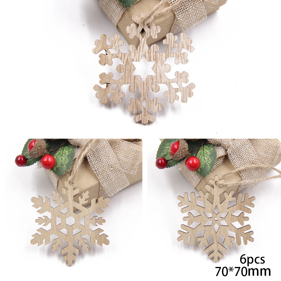 1SET Star Printed Wooden Pendant Ornaments Xmas Tree Ornament DIY Wood Crafts Kids Gift for Home Christmas Party Decoration