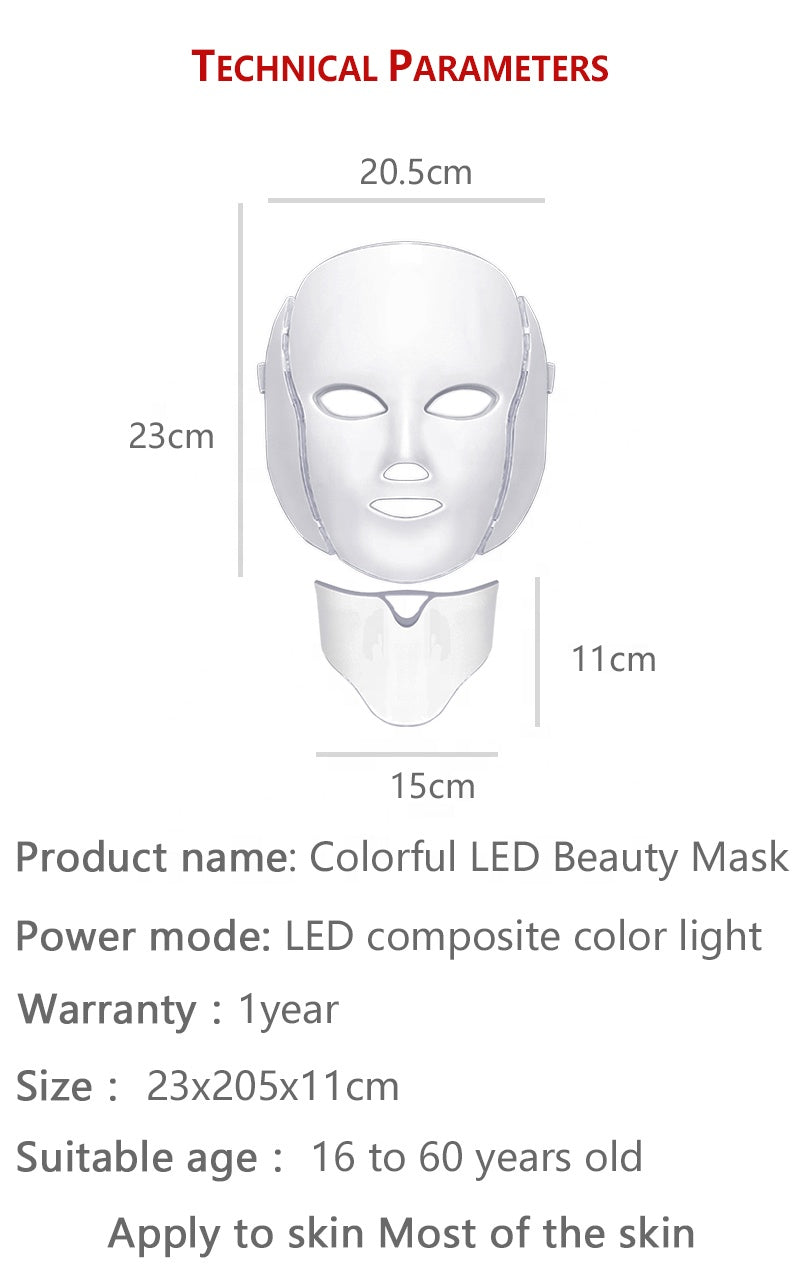 2021 Hot Sale PDT Colorful Skin 7 Colors Face Mask Beauty Custom Facial Beauty Led Mask