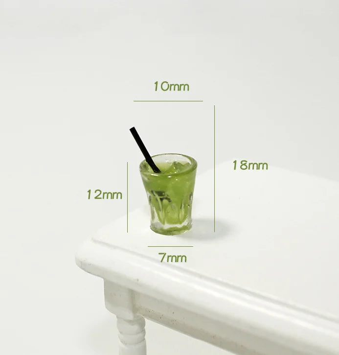1/6 1/12  Doll House Simulation Miniature Mini Matcha Beverage Cup Model Decor