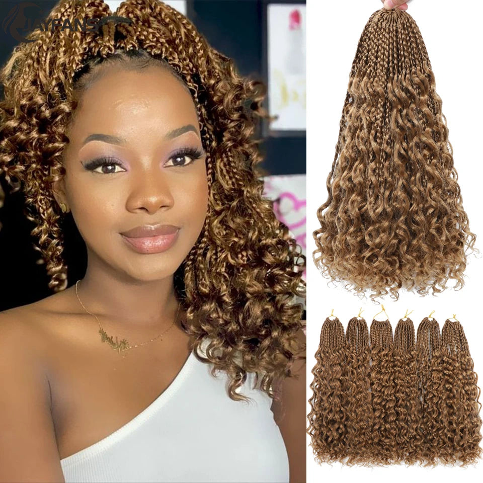 14 Inch Bob Box Braids Crochet Hair Pre Looped for Kids Bohemian Crochet Boho Box Braids Goddess Micro Box Braids Crochet Hair