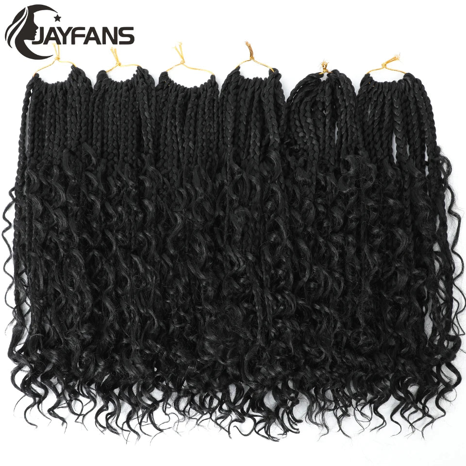 14 Inch Bob Box Braids Crochet Hair Pre Looped for Kids Bohemian Crochet Boho Box Braids Goddess Micro Box Braids Crochet Hair