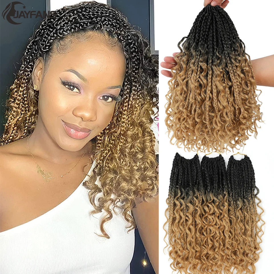 14 Inch Bob Box Braids Crochet Hair Pre Looped for Kids Bohemian Crochet Boho Box Braids Goddess Micro Box Braids Crochet Hair