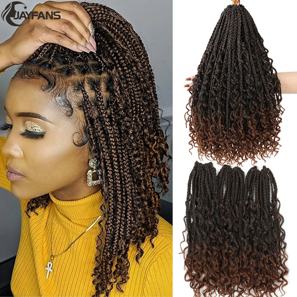 14 Inch Bob Box Braids Crochet Hair Pre Looped for Kids Bohemian Crochet Boho Box Braids Goddess Micro Box Braids Crochet Hair