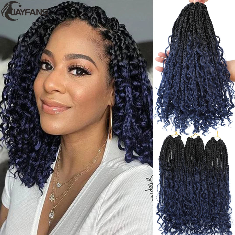 14 Inch Bob Box Braids Crochet Hair Pre Looped for Kids Bohemian Crochet Boho Box Braids Goddess Micro Box Braids Crochet Hair