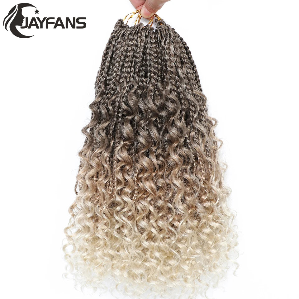 14 Inch Bob Box Braids Crochet Hair Pre Looped for Kids Bohemian Crochet Boho Box Braids Goddess Micro Box Braids Crochet Hair